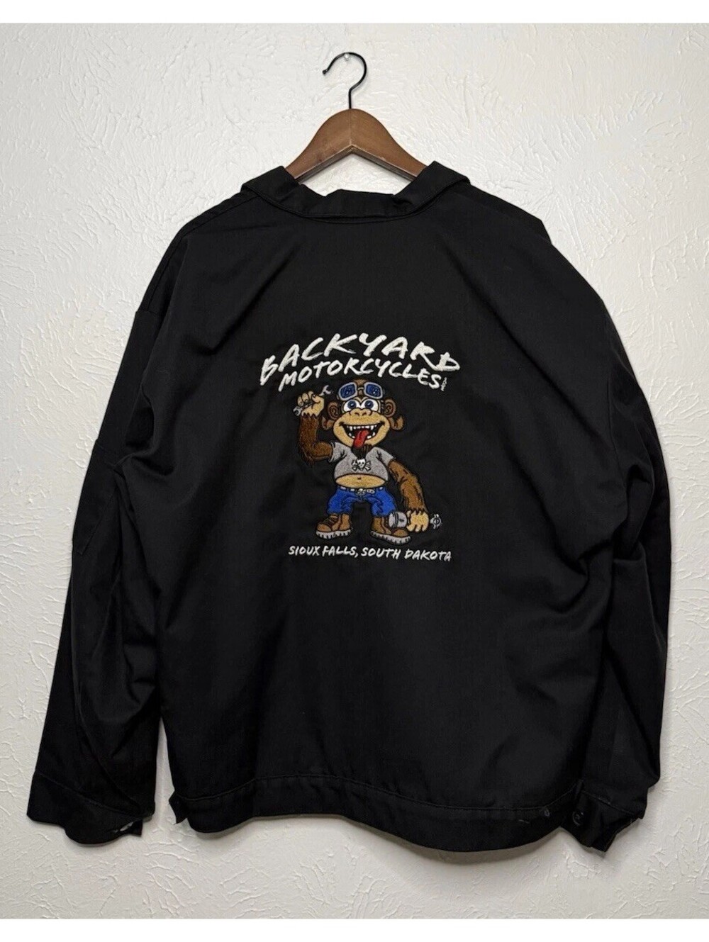 Vintage Motorcycle South Dakota Mechanic Work Red Cap Zip Up Jacket Size XL